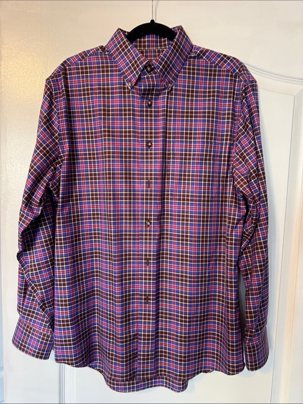Jos. A. Bank Purple and Blue Plaid Button-Down Shirt